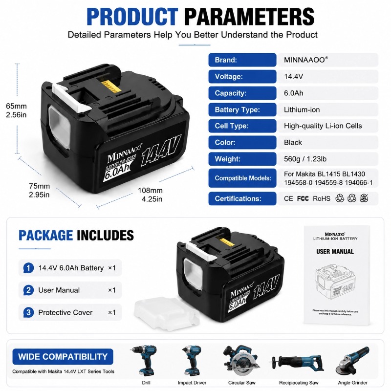 For Makita 14.4V 6.0Ah 5.0Ah L - Makita Drill Hp1640 ulasan dan harga